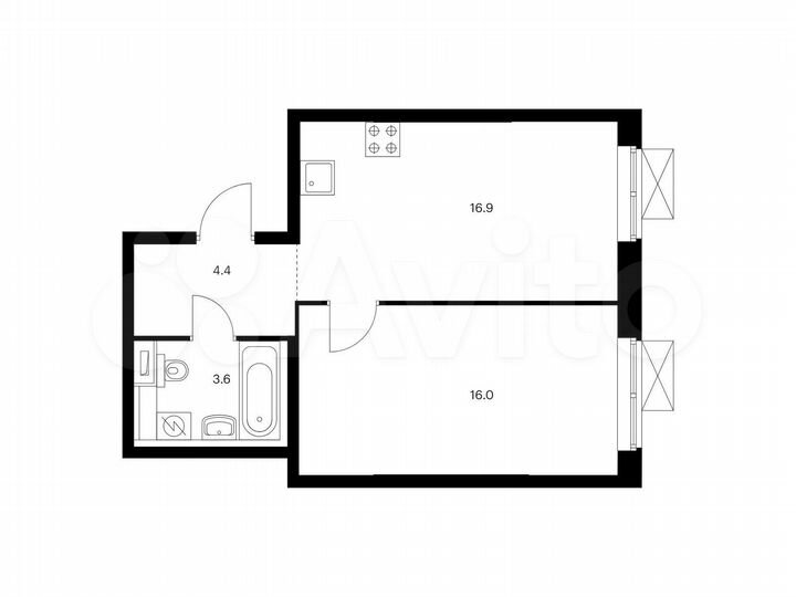 1-к. квартира, 40,9 м², 21/21 эт.
