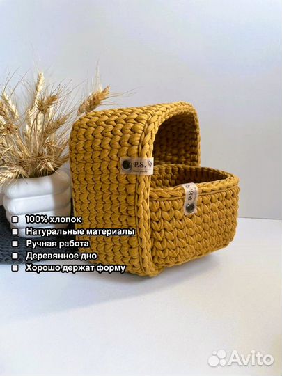 Вязаные корзинки ручной работы