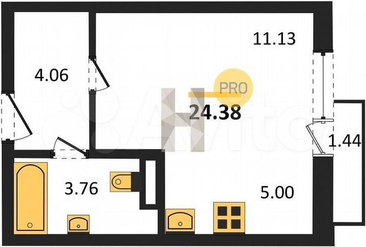 Квартира-студия, 24,3 м², 4/10 эт.