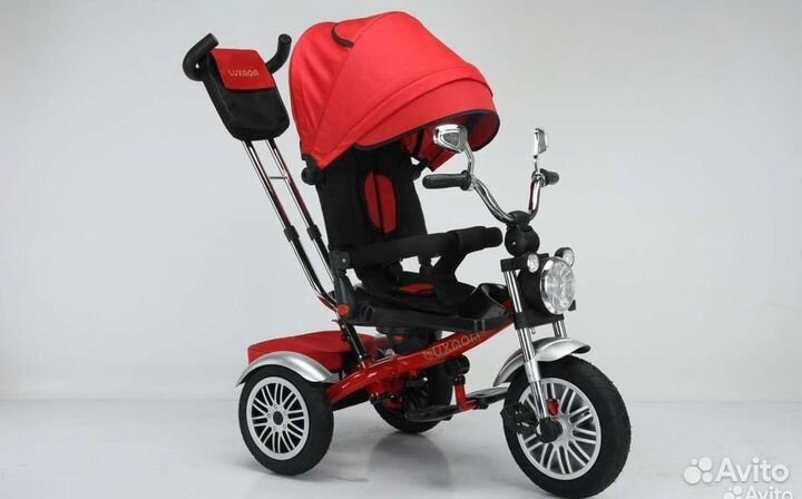 Велосипед luxmom мотоцикл с фарой/ красный