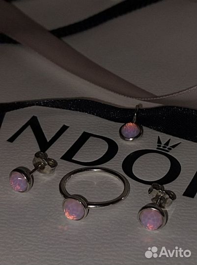 Pandora кольцо, серьги, кулон талисман