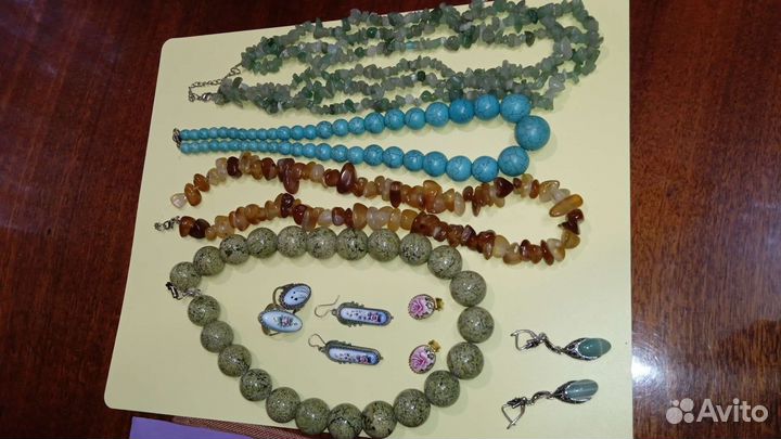 Бусы, браслеты, серьги СССР, натуральные камни