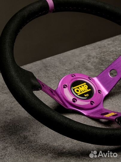 Спортивный руль omp фиолетовый замшевый
