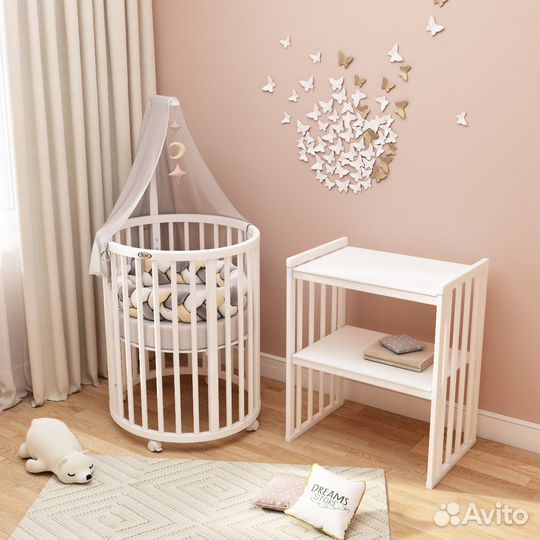 Детская кроватка с маятником круглая