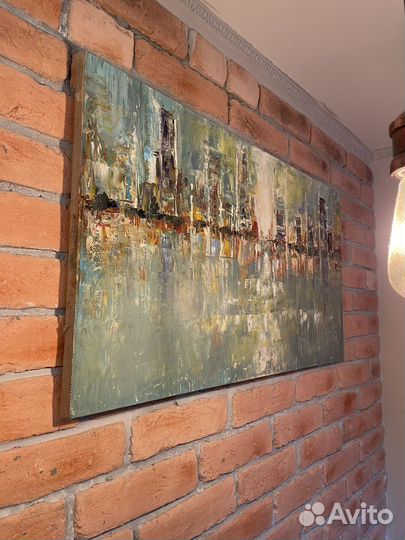 Картина маслом абстракция город