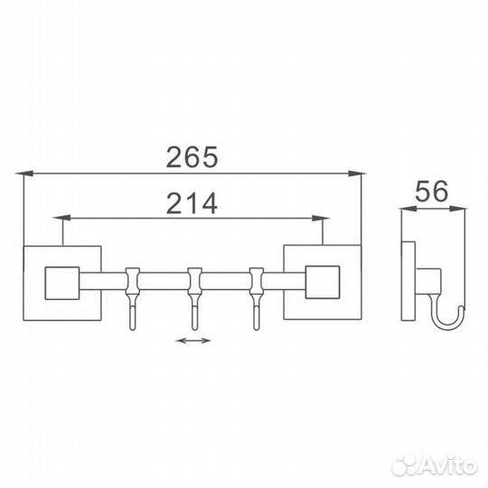 Планка с крючками для полотенец Haiba HB8615-3, х