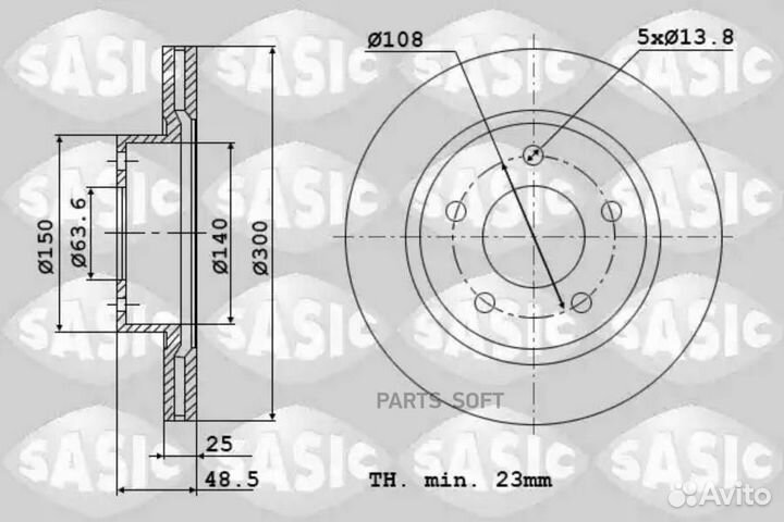 Sasic 6106008 Диск торм.(Компл.)