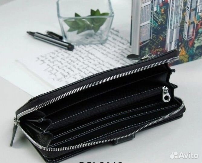 Кошелёк женский Кайман кожа чёрный Россия