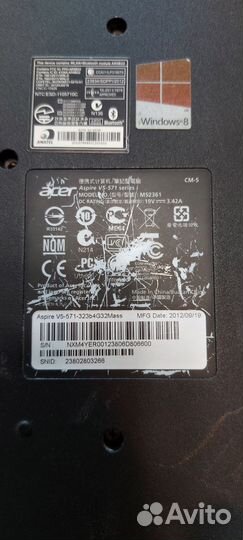 Ноутбук acer MS2361 Intel Corei5-3337U/4 гб/SSD240