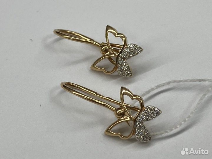 Серьги с камнями золотые