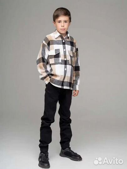 Рубашка детская в клетку оверсайз