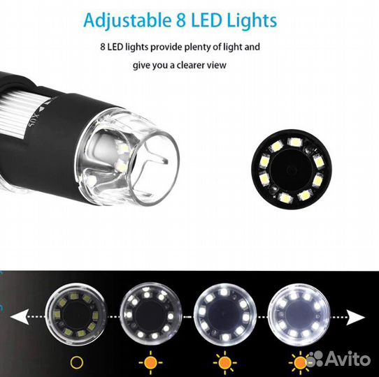 Цифровой USB-микроскоп 1000х на подставке