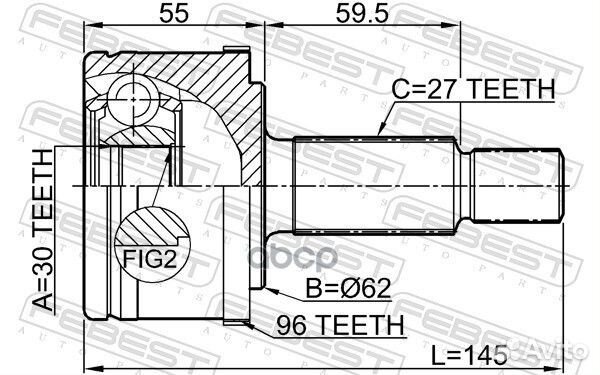 Шрус наружный 30x61x27 chrysler 300C 2004- 2010