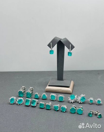 Серебро с турмалином параиба