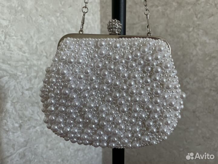 Сумка женская свадебная, вечерняя жемчуг