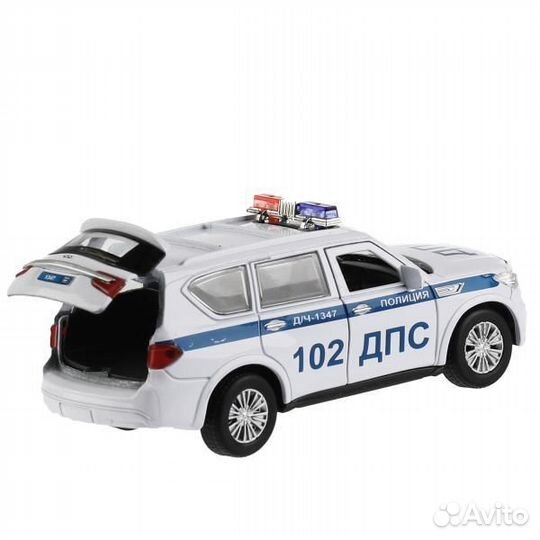 Машина Infiniti QX80 Полиция 12,5 см белая металл инерция Технопарк QX80-12POL-WH