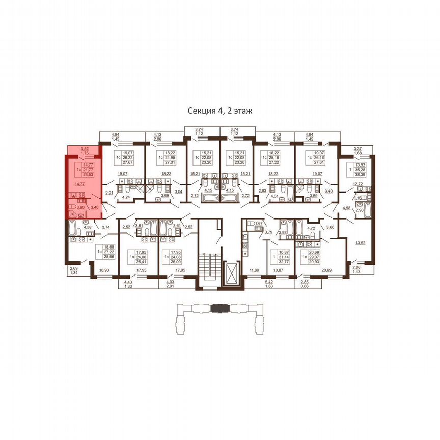 Квартира-студия, 23,5 м², 6/6 эт.