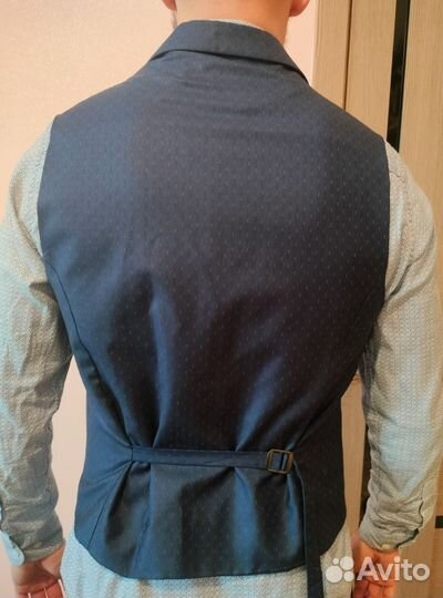Жилетка мужская классическая синяя для костюма