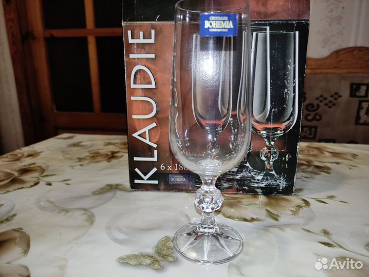 Бокалы, вазочка Богемия