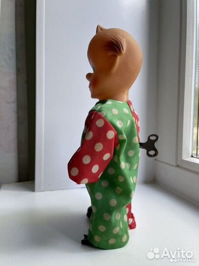 Клоун заводной ГДР игрушка винтаж кукла