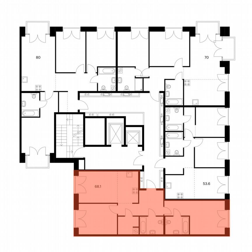 2-к. квартира, 68,1 м², 5/9 эт.