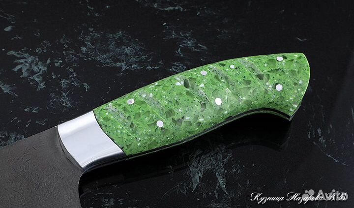 Поварской нож № 14 сталь Х12мф акрил зеленый