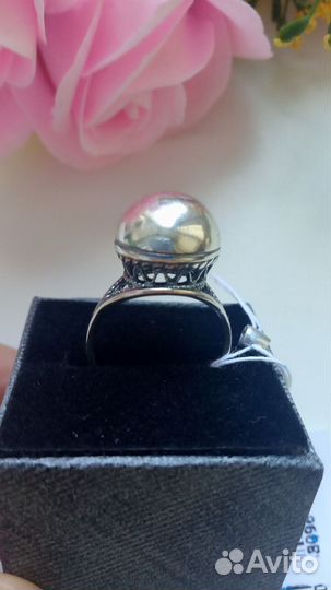 Кольцо крупный шар, серебро р. 18,5