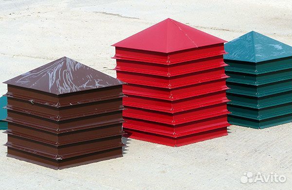 Колпаки на столбы забора собственное производство