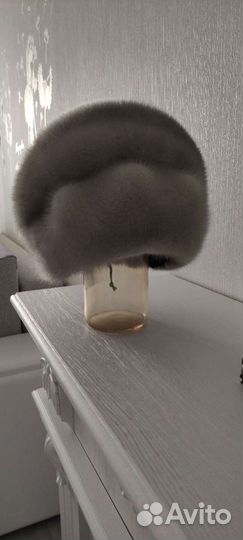 Шапка норковая голубая