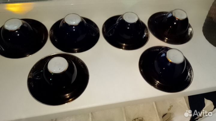 Фарфоровые чайные пары лфз кобальт СССР