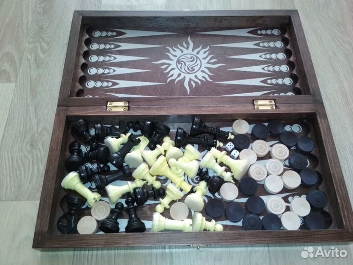 Игра 3 в 1 малая венге (нарды, шахматы, шашки)