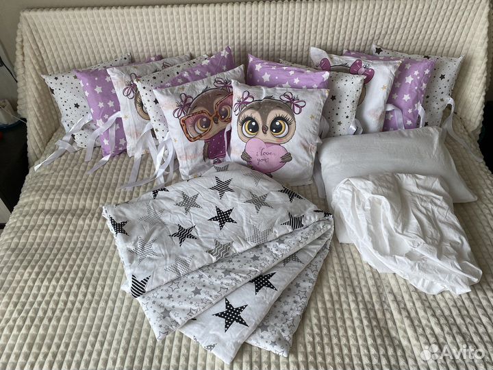 Бортики в детскую кроватку с комплектом белья