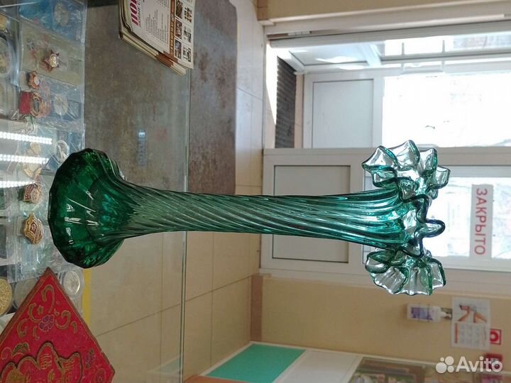 Ваза цветное стекло СССР Винтаж