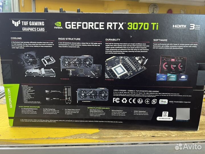 Видеокарта Asus tuf gaming geforce RTX 3070Ti 8gb