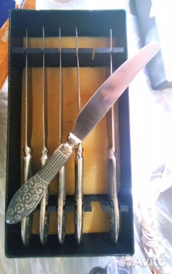 Мельхиоровые ножи СССР новые. Набор из 6 шт