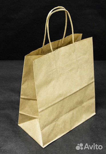 Бумажные крафт пакеты с ручками 25х22х12 см