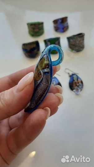Венецианское стекло кольцо подвеска серьги