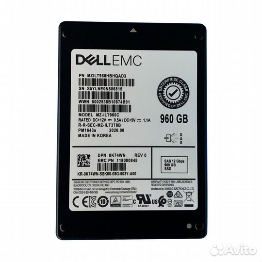 Dell EMC K74WN MZ-ILT960C 960GB