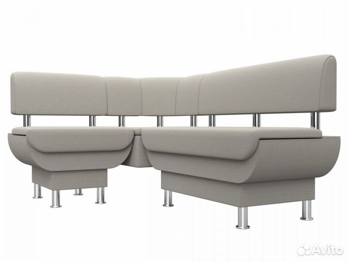 Диван кухонный угловой Альфа левый угол, рогожка, амур бежевый