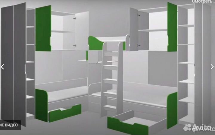 Кровать Трио со шкафами Дуб Молочный/Орех