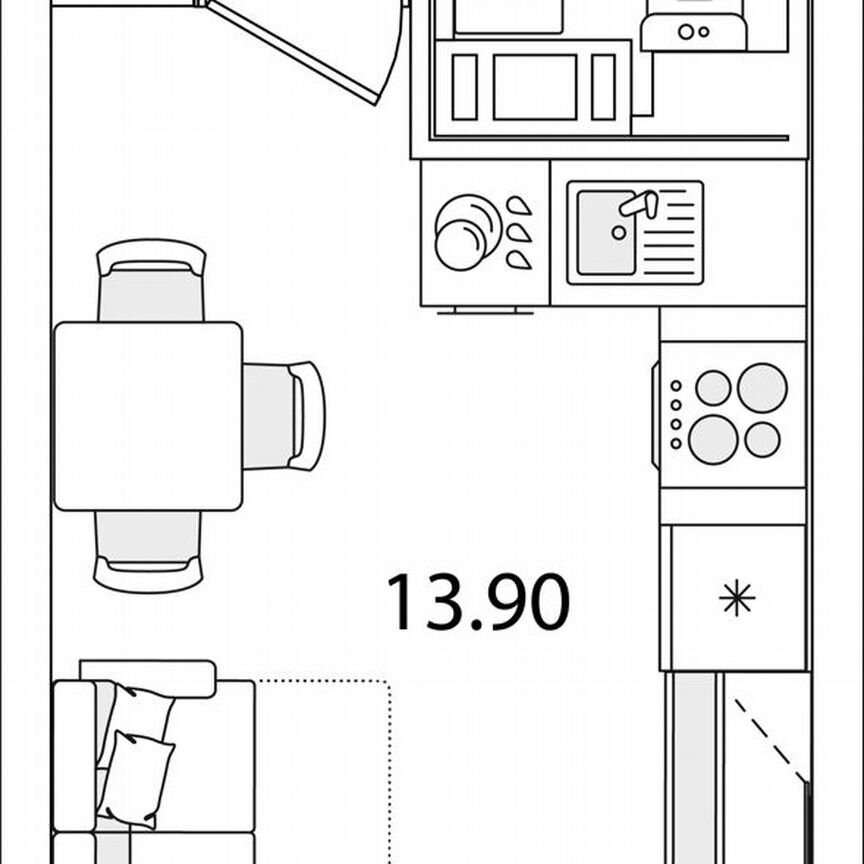 Квартира-студия, 20,8 м², 6/9 эт.