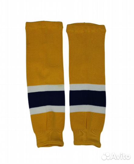 Гамаши хоккейные вязанные жёлтые (синяя, белые по