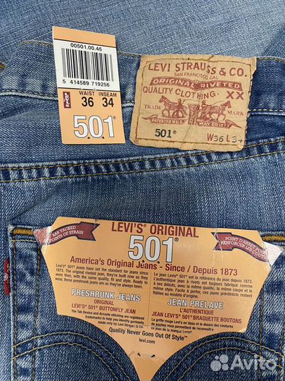 Новые с бирками Джинсы levis 501 p36/34