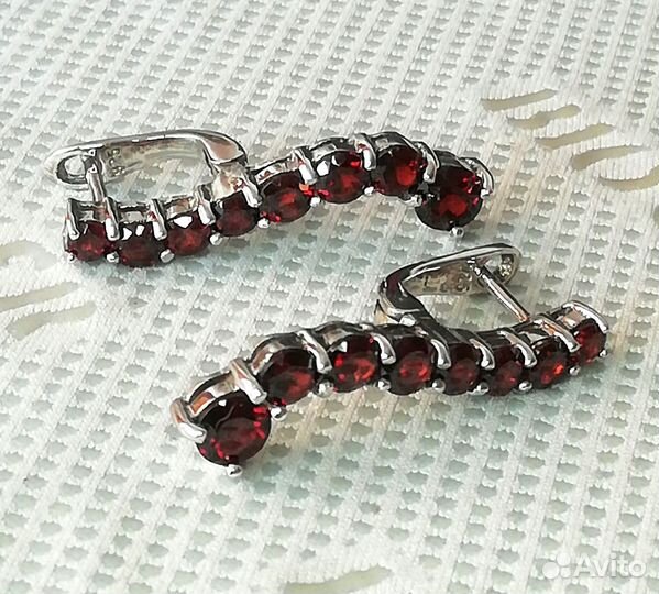 Серьги серебро гранат С377