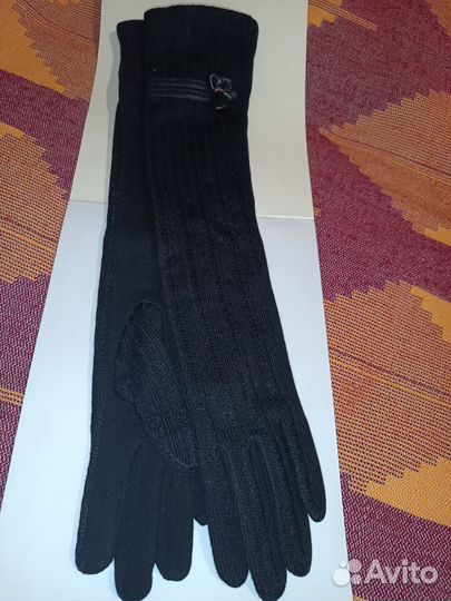 Перчатки длинные черные