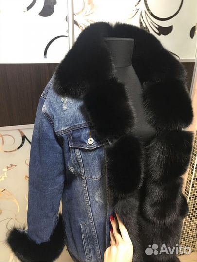 Джинсовая куртка с натуральным мехом