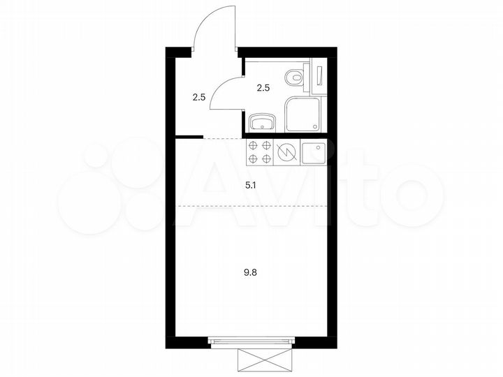 Квартира-студия, 19,9 м², 5/28 эт.