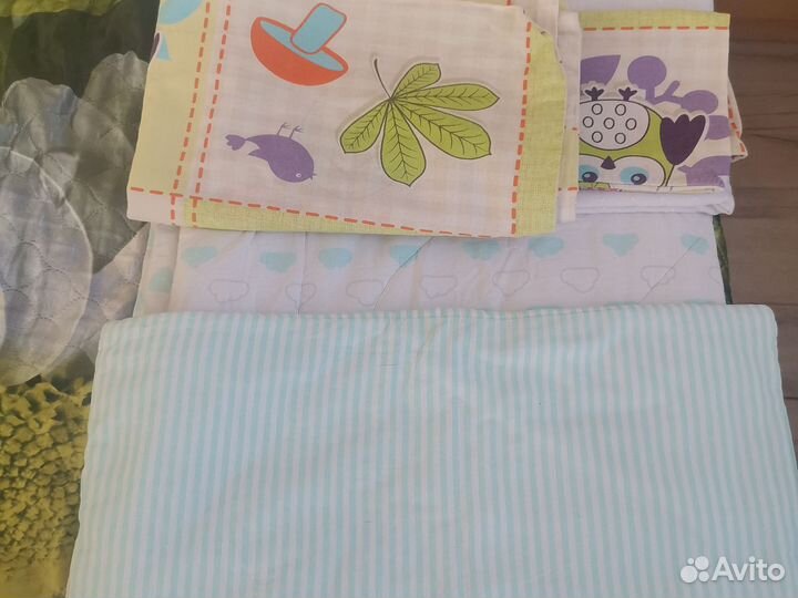 Детское одеяло и подушка в кроватку+белье