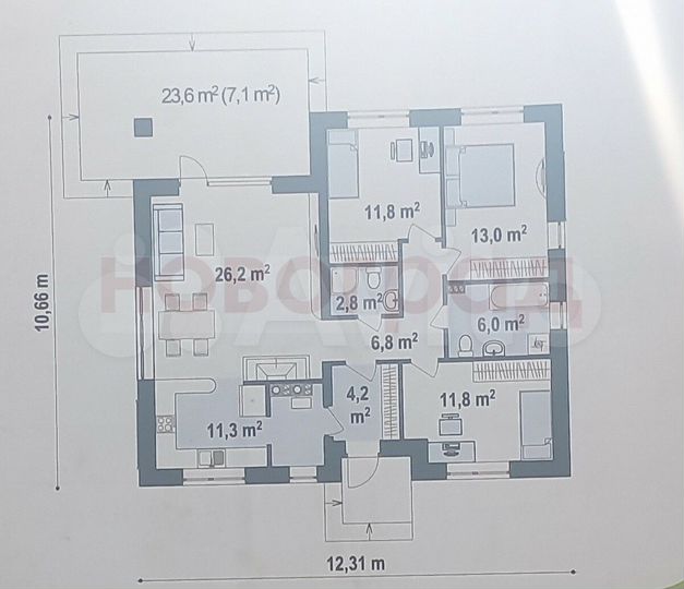 Коттедж 97 м² на участке 7 сот.