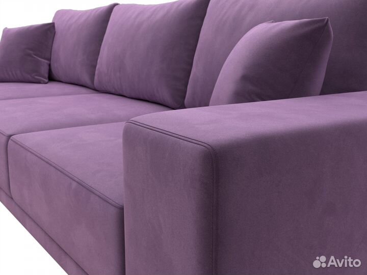 Диван угловой Льюес левый, микровельвет, сиреневый